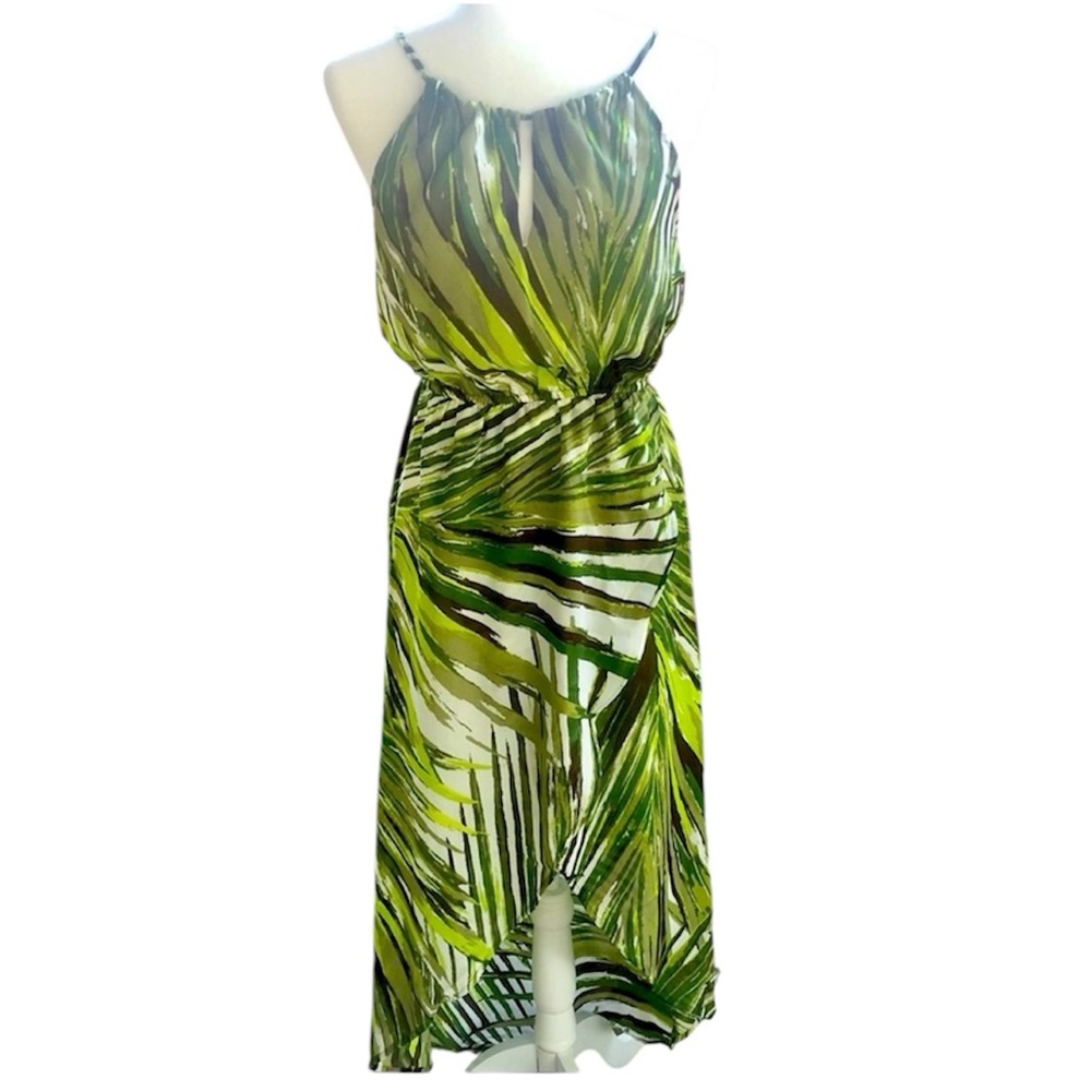 Halter Style High Low Green Floral Dress, C Brand , Sz Small